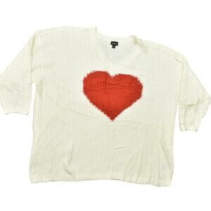 Torrid Size 4 Beige Acrylic Pullover Sweater Preowned Heavy Knit Big Heart